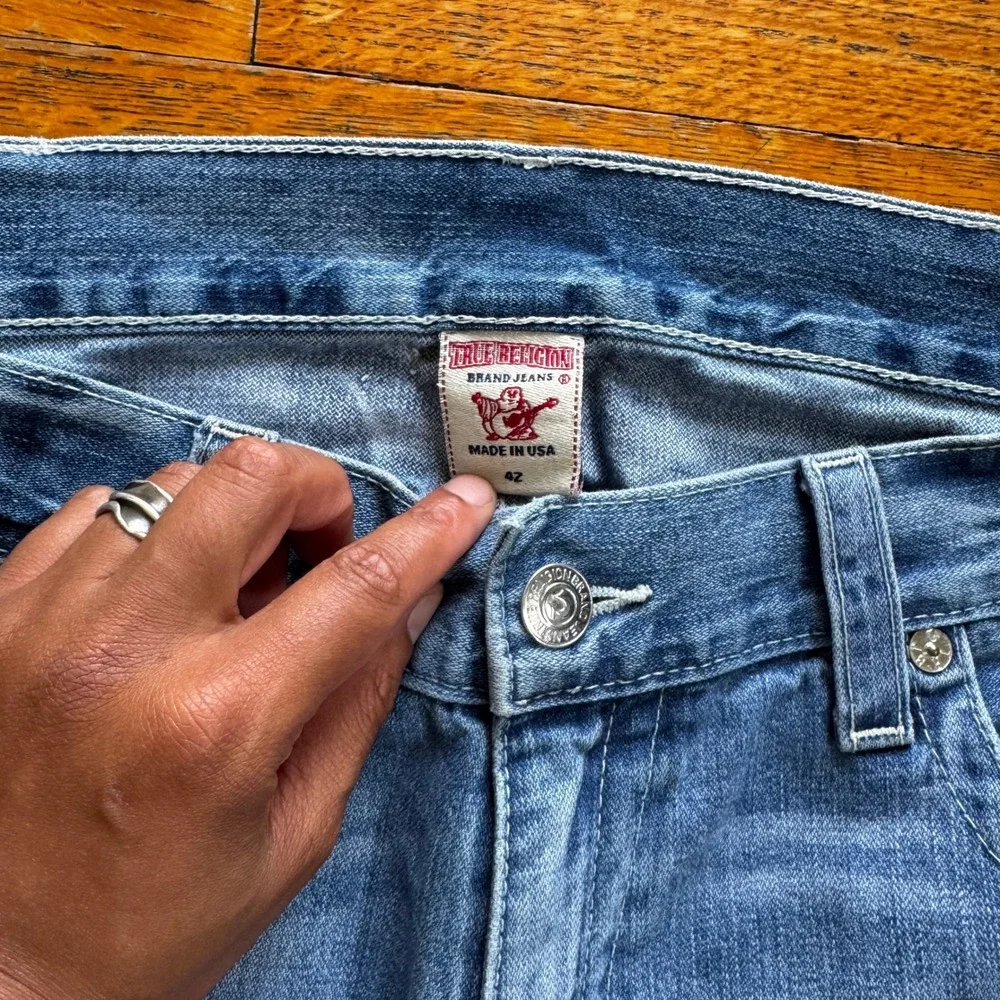 True Religion Bobby Mens 42x 26 Straight Leg Jeans‎ Medium Wash Made in USA Blue